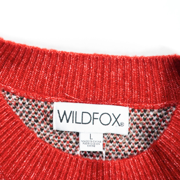 NWT red cat Wildfox knit cropped sweater - Picture 4 of 6